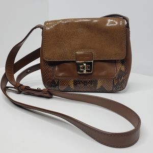 Cole haan brown leather snake crossbody purse.